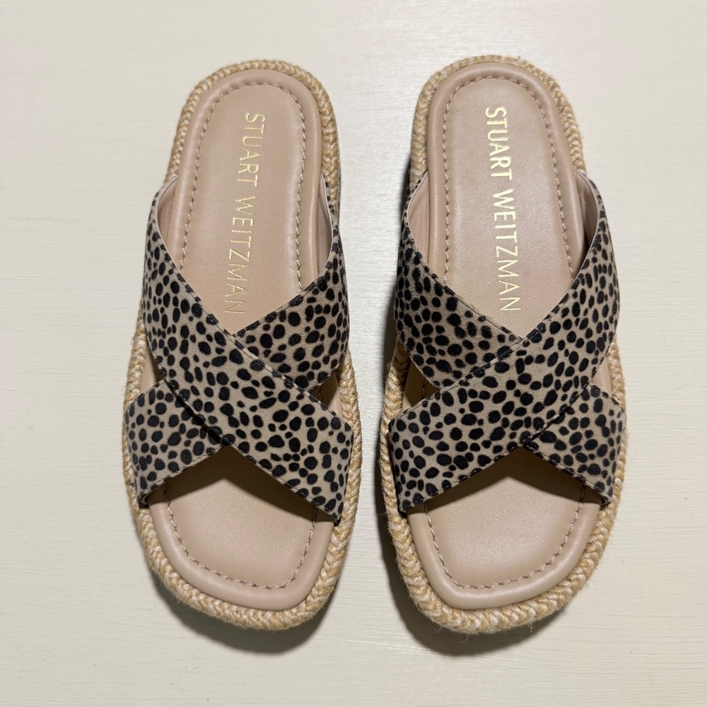 Stuart Weitzman Leopard Print Platform Slide Sandals S4746 5.5B - 36 EU